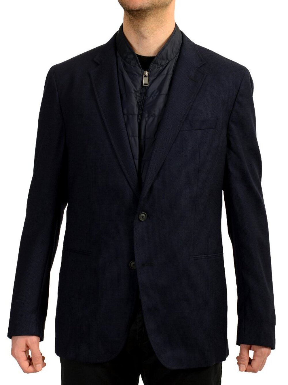 Hugo Boss Men's "Haylen" Slim Fit Blue 100% Wool Blazer With Vest US 44R IT 54R